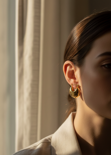 Hilal Formda Halka Küpe (Crescent Hoop Earrings)