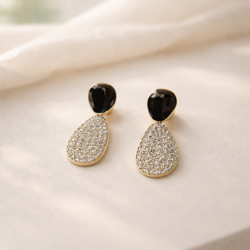 Damla Çerçeveli Taşlı Küpe 