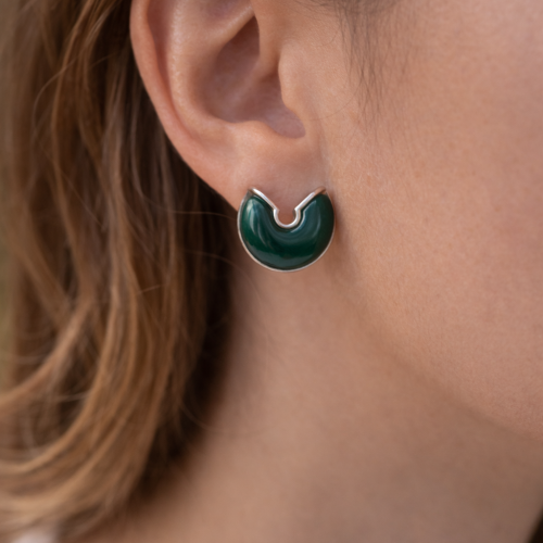 Zümrüt Yeşili Geometrik Küpe