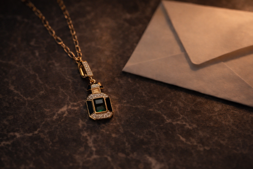 İnce Zincirli ve Tek Taşlı Kare Kolye 