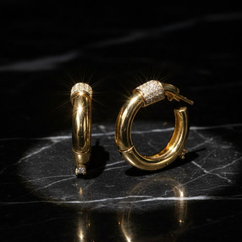 Taşlı Halka Küpe (Hoop Earrings) 