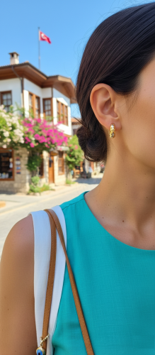 CZ Hoop Earrings (Zirkon Taşlı Halka Küpe)