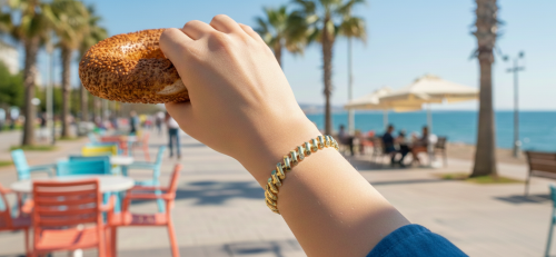 Tam Taşlı Küba Zincir Bileklik